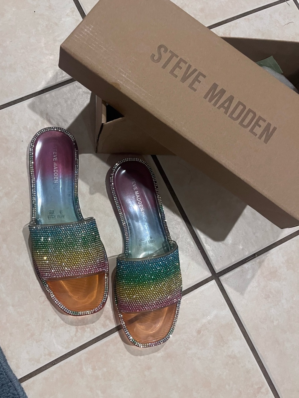 Steve Madden Joyous Rainbow Slide Sandals - Picture 2 of 3